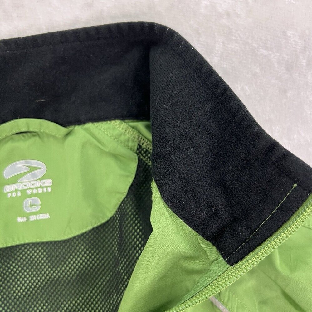 BROOKS Running Jacket Womens L Green Vented Windbreaker Full Zip Pockets - Picture 12 of 15